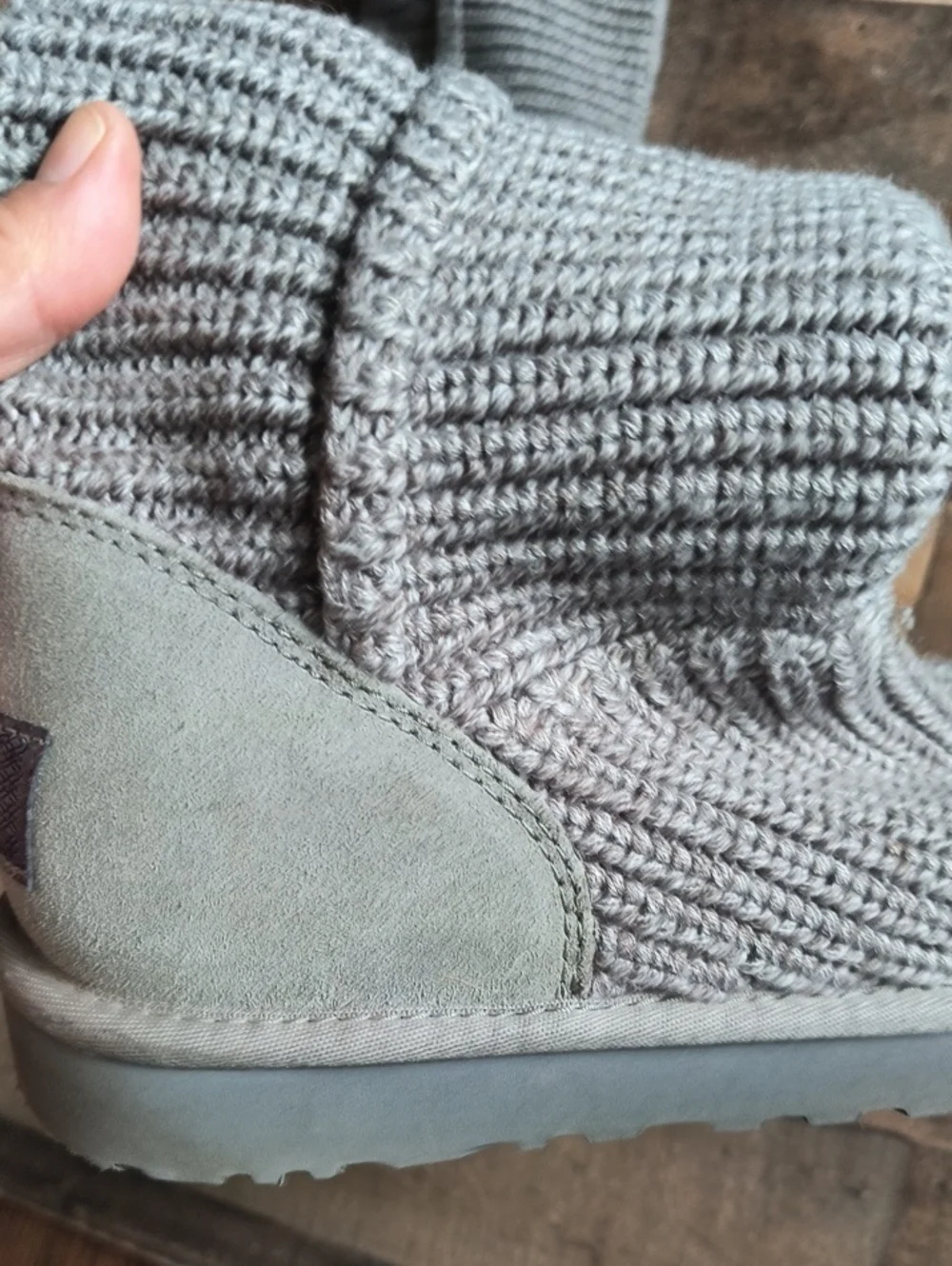 UGG Classic Cardy Gray Wool Blend Knit Boots Sz 10 Women